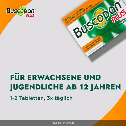 Buscopan PLUS tabletes ar paracetamolu vēdera sāpēm | 2x20 gab. |Ātri mazina stipras sāpes vēderā un krampjus |Kuņģa-zarnu trakta darbības traucējumi, menstruāciju sāpes, vēdera krampji un cistīts