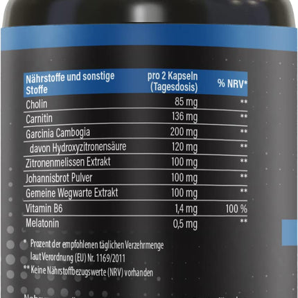 BRNR DARK BRNR nakts formula ar melatonīnu un L-karnitīnu, vielmaiņas formula ar holīnu un B6 vitamīnu, 120 kapsulas