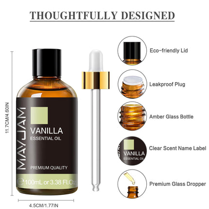 MAYJAM vaniļas ēteriskā eļļa 100 ml, vaniļas eļļa difuzoram, gaisa mitrinātājam, DIY, mājai, skapjiem
