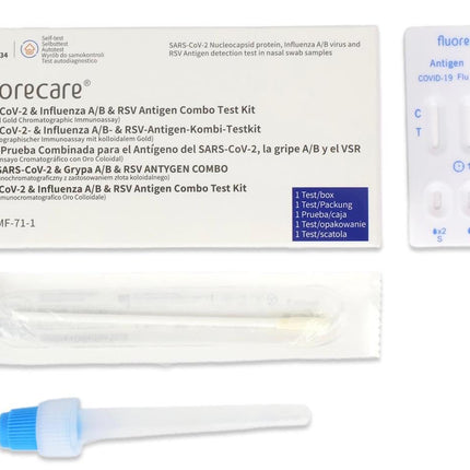 fluorecare SARS-CoV-2, gripas A/B un RSV kombinētais eksprestests, koronavīrusa eksprestests