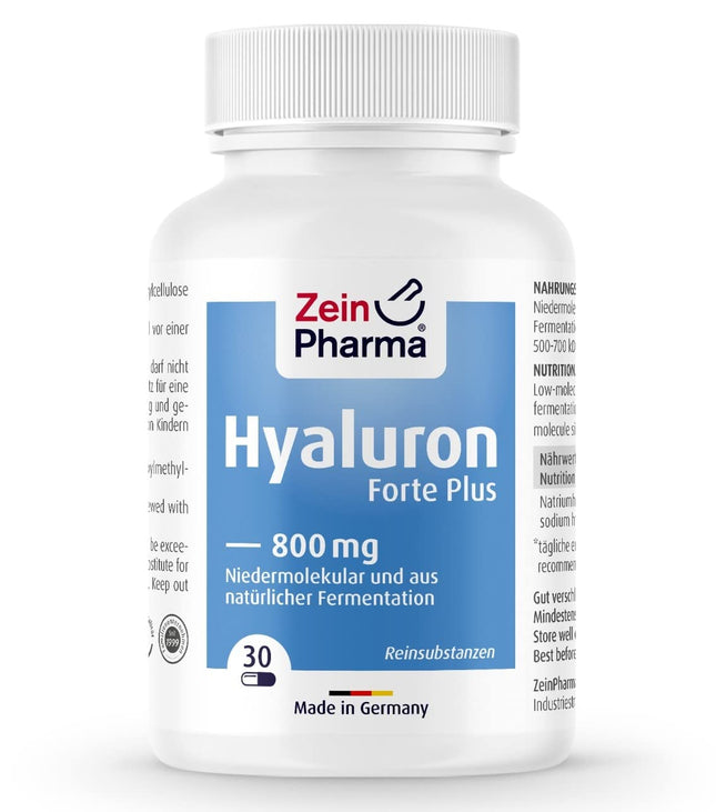 ZeinPharma hialuronskābes Forte Plus kapsulas 800 mg, 500–700 kDa – 30 vegānas kapsulas, kas iegūtas no dabiskas fermentācijas