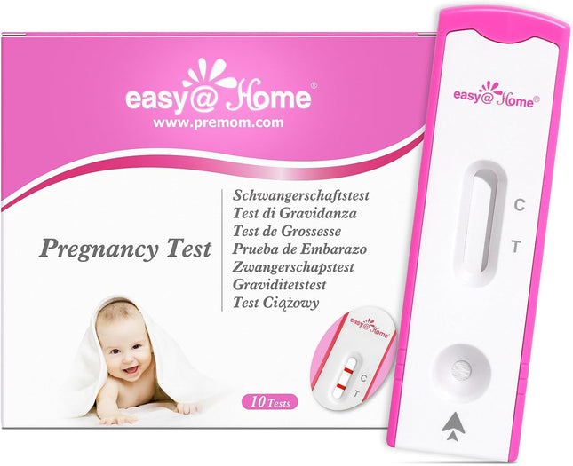 Easy@Home 10 grūtniecības testi Agrīns tests: agrīna noteikšana ar augstu jutību 10 mSV/ml Ātra un uzticama HCG testa kasete precīziem rezultātiem