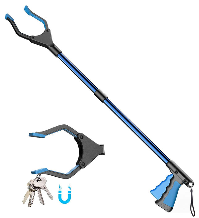 YAUNGEL salokāms satvērējs, satvērējs senioriem, atkritumu savācējs, garš 81 cm satvērēja kāts ar spēcīgu satvērienu, magnētisks gals, viegla 90° grozāma galva atkritumu/atkritumu savācējam, rokas satvērējs (zils)