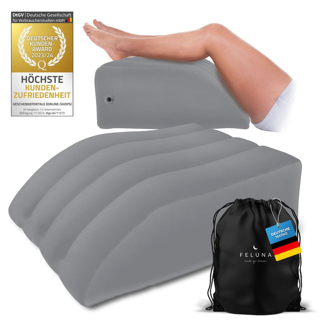 Ergonomisks ķīļveida spilvens gulēšanai, piepūšams ortopēdisks kāju pacēlums kāju un muguras sāpju mazināšanai, kāju atbalsta spilvens ceļgalam, pēdai un potītei pēc operācijas (pelēks)