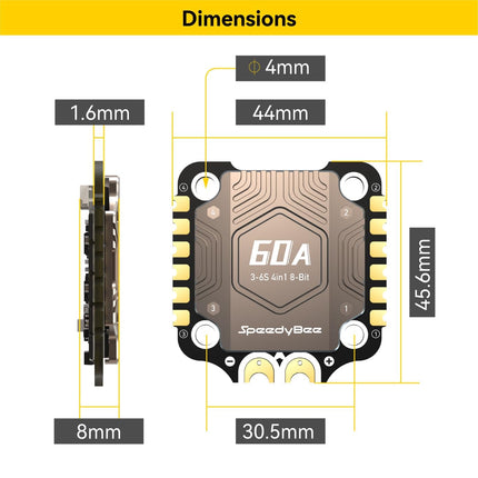 BLS 60A 30x30 4in1 ESC plate: 3-6S balsti F405 V3 V4 FPV drona lidojuma kontroliera FC steks