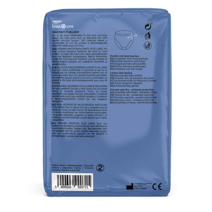 Amazon Basic Care vīriešu bikses Plus Large – 4 iepakojumi pa 7 (28 bikses), zilas