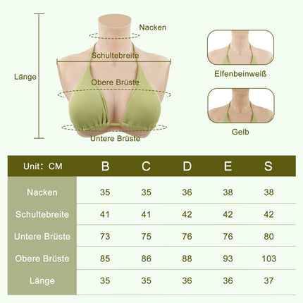 SOULDESIRE silikona krūtis, transvestītu krūtis, lielizmēra viltus krūtis, mākslīgās krūtis transpersonām un dragkvīnām (C formas silikona dzeltenas)