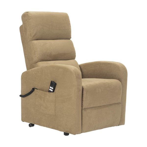 POLTRONE ITALIA Jessica 2 Motors PERSONALIZĒTS atpūtas krēsls ar medicīnisko ierīci, 4 riteņi, mikro atsperu sēdeklis, pūkains kamieļkrāsas