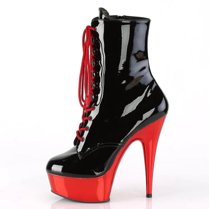 BeAUZQ 6 collu stileto potīšu zābaki fetiša augstpapēžu sievietēm, moderni zelta ādas zābaki seksīgi striptizeru naktskluba stieņa deju pumpas apavi 34.-46. izmērs, sarkani, 39.