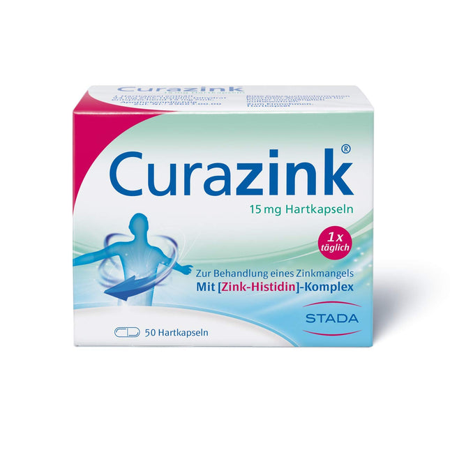 Curazink cietās kapsulas - zāles klīniski apstiprināta cinka deficīta ārstēšanai - augsta deva ar 15 mg cinka unikālajā cinka-histidīna kompleksā - 1 x 50 cietās kapsulas