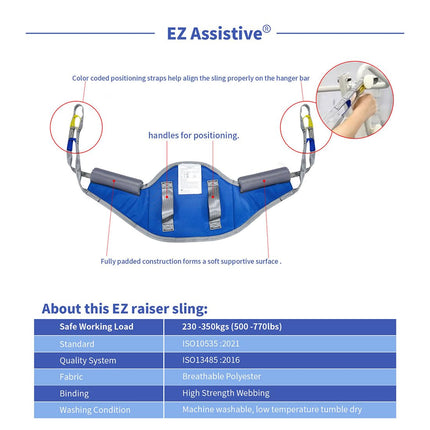 EZ Assistive Polsterēta pacientu atbalsta siksna sēdēšanai un stāvēšanai ar muguras atbalstu. Pacienta atbalsta siksna ir saderīga ar lielāko daļu mobilitātes palīglīdzekļu (vidēja izmēra (1 gab. iepakojumā)).