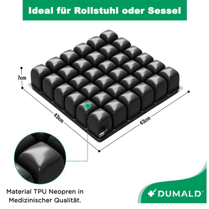 dumald Dekubitus Sitzkissen Rollstuhl - Anti dekubitus Kissen Rollstuhl Sitzkissen - Antidekubitus Sitzkissen - Anti-dekubitus-sitzkissen Anti Dekubitus - Sitzring steißbein Entlastung