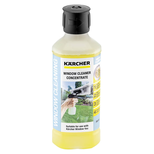 Kärcher logu tīrīšanas līdzekļa koncentrāts RM 503 logu, stikla, spoguļu un dušas kabīņu tīrīšanai bez svītrām, 500 ml koncentrāta atšķaidīts ar 6,25 l tīrīšanas šķidruma.