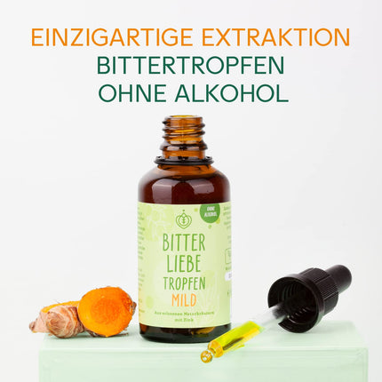 BitterLiebe® rūgtās pilieni bez spirta 50 ml pēc Hildegardas fon Bingenas receptes - oriģināls no "Lauvas midzeņa" - stipri dozētas rūgtās vielas pilieni