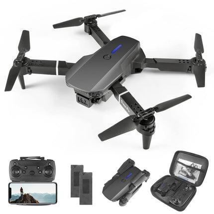 Drons ar HD 4K kameru, RC salokāms FPV WiFi tiešraides pārraides drons bērniem iesācējiem, 2 baterijas, ilgs lidojuma laiks, bezgalvas režīms, trajektorijas lidojums, šķēršļu apiešana, pacelšanās/nosēšanās ar vienu taustiņu, bezgalvas režīms-b3