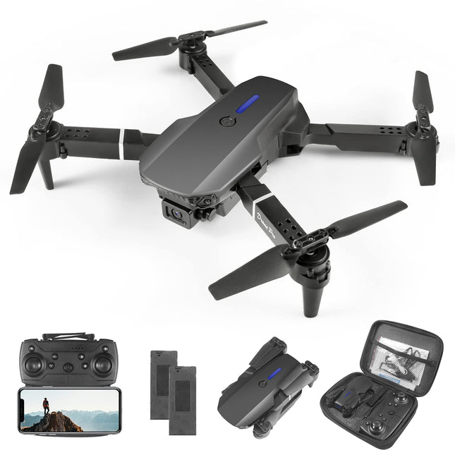 Drons ar HD 4K kameru, RC salokāms FPV WiFi tiešraides pārraides drons bērniem iesācējiem, 2 baterijas, ilgs lidojuma laiks, bezgalvas režīms, trajektorijas lidojums, šķēršļu apiešana, pacelšanās/nosēšanās ar vienu taustiņu, bezgalvas režīms-b3