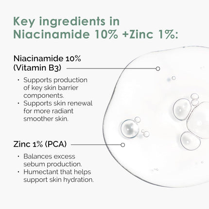 Niacinamīds 10% + cinks 1% 30ml, seruma hialuronskābes serums pret grumbām sejas serums, mitrinošs sejas ādas kopšanas serums, mitrinošs sejas serums