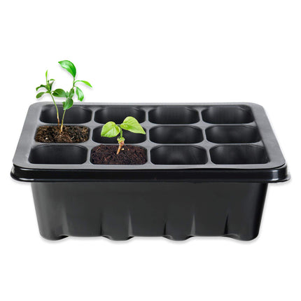 Schramm® divdaļīgs audzēšanas komplekts siltumnīcas audzēšanas paplātes podiem iekštelpu siltumnīcai 18,5 x 14,5 x 7 cm 24 audzēšanas podiem audzēšanas komplekts mini siltumnīca melna 2 gab.