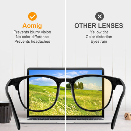 Aomig zilās gaismas bloķēšanas brilles, zilās gaismas filtra brilles spēlēm, apaļas pret zilo gaismu vērstas datorspēļu brilles, modernas brilles, ekrāna brilles unisex, kas mazina nogurumu (melnas)