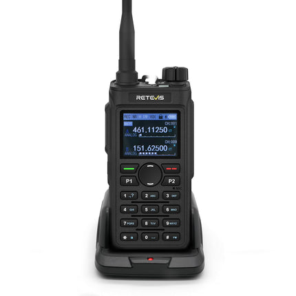 Retevis C62 divu joslu rācija, profesionāls radioamatieris ar LCD ekrānu, augstas veiktspējas divvirzienu radio, 2000 mAh, pārgājieniem/medībām/kempingam (melns, 1 iepakojums)