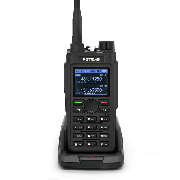 Retevis C62 divu joslu rācija, profesionāls radioamatieris ar LCD ekrānu, augstas veiktspējas divvirzienu radio, 2000 mAh, pārgājieniem/medībām/kempingam (melns, 1 iepakojums)