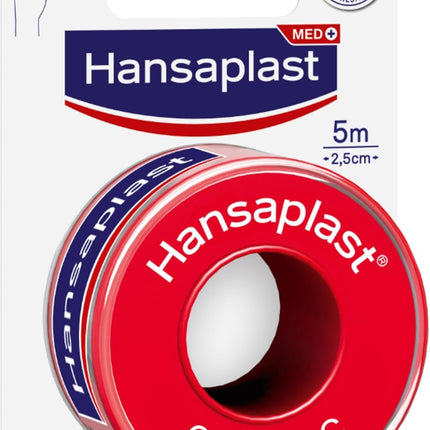Hansaplast fiksācijas plāksteris Classic (5 m x 2,5 cm), lente brūču pārsēju vienkāršai un drošai fiksācijai, pašlīmējošs plāksteris rullis ar spēcīgu līmes spēku.