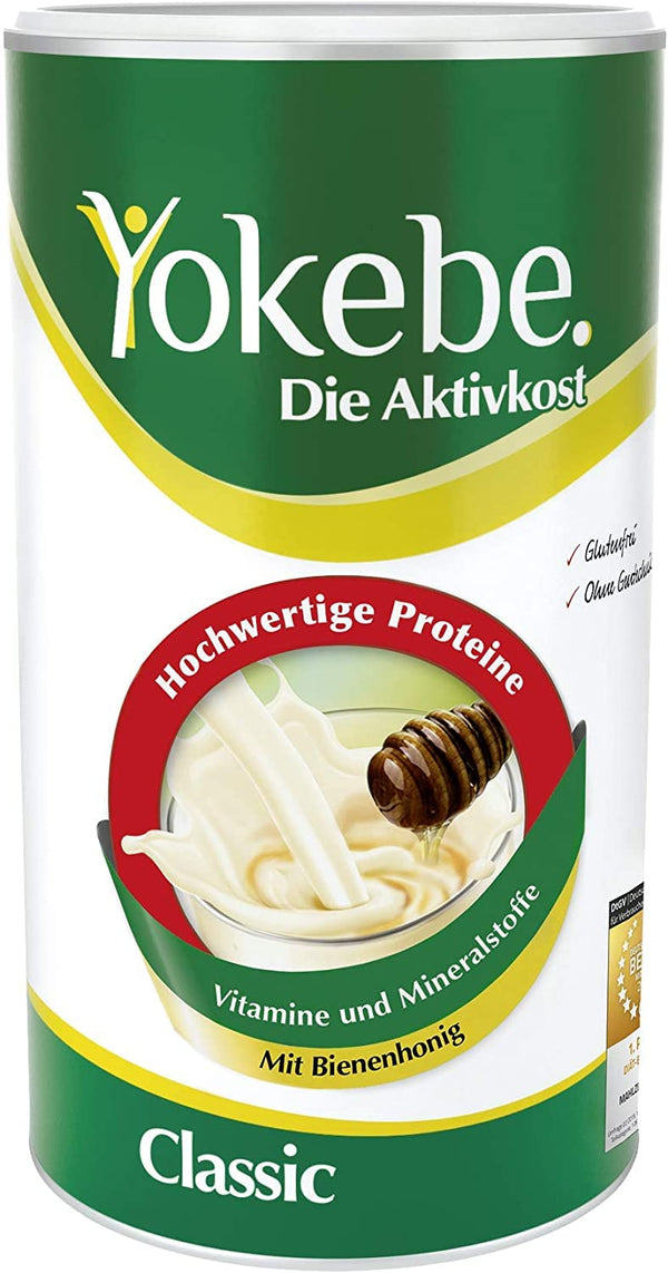 Yokebe Classic — diētas kokteilis svara zaudēšanai — bezglutēna un veģetārs — maltītes aizstājējs svara zaudēšanai ar augstas kvalitātes olbaltumvielām — 500 g = 12 porcijas