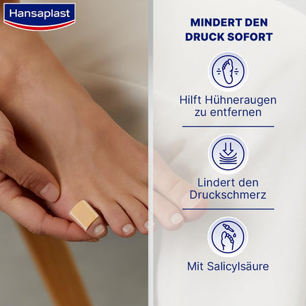 Hansaplast plāksteri varžacīm (1 x 8 gabali), plāksteri ar salicilskābi varžacu noņemšanai, sāpes remdējoši pēdu plāksteri ar drošu fiksāciju