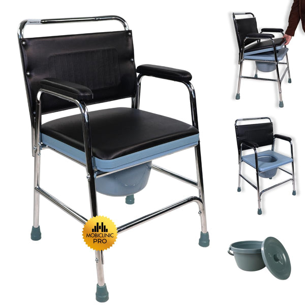 Mobiclinic®, tualetes krēsls, Velero, Eiropas zīmols, tualetes poda sēdeklis vecāka gadagājuma cilvēkiem un cilvēkiem ar invaliditāti, tualetes poda krēsls, neslīdošs, ar vāku, polsterēti roku balsti sēdeklī