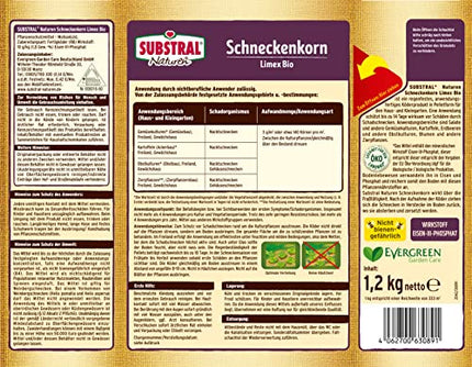 Substral Naturen gliemežu granulas Limex Bio, dabīgas, lietus necaurlaidīgas ēsmas granulas gliemežu apkarošanai, 400 m² - 1,2 kg, suņiem