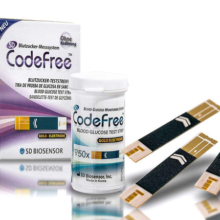 SD CodeFree asins glikozes testa strēmeles 200 gab., izdevīgs iepakojums diabēta (cukura slimības) glikozes līmeņa asinīs mērīšanai