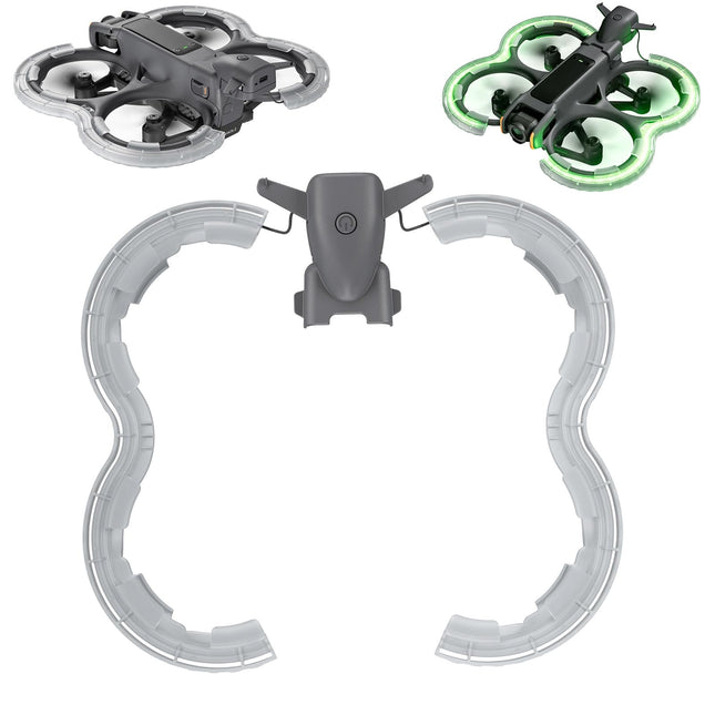LICHIFIT propelleru aizsargs pret sadursmēm ar zibspuldzes LED gaismām DJI AVATA2 dronam propelleru aizsargs bufera gredzens brīdinājuma mirgojoša gaisma apgaismots TPU pārsegs ādai