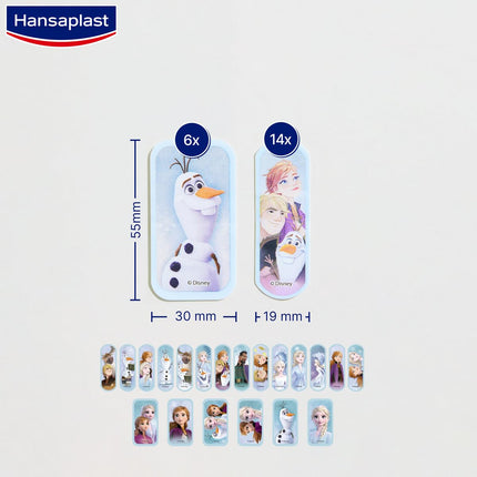 Hansaplast Kids FROZEN 2 bērnu plāksteri (20 strēmelītes), brūču plāksteri ar Disney motīviem uzmundrināšanai, nesāpīgi noņemams plāksteris