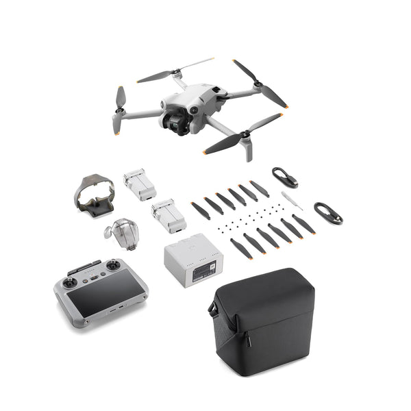 DJI Mini 4 Pro Fly More Combo ar DJI RC 2 tālvadības pulti (ekrāna tālvadības pulti), salokāms mini drons ar 4K kameru, svars mazāks par 249 g, lidojuma laiks 34 minūtes, 2 papildu akumulatori, C0 klase