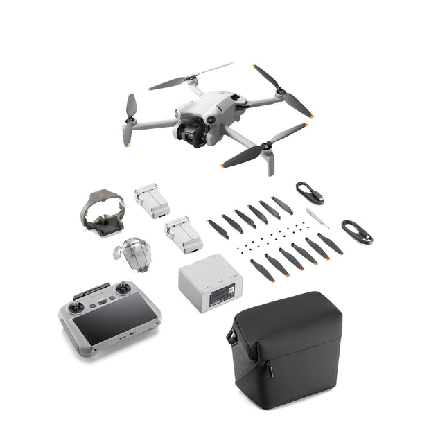 DJI Mini 4 Pro Fly More Combo ar DJI RC 2 tālvadības pulti (ekrāna tālvadības pulti), salokāms mini drons ar 4K kameru, svars mazāks par 249 g, lidojuma laiks 34 minūtes, 2 papildu akumulatori, C0 klase