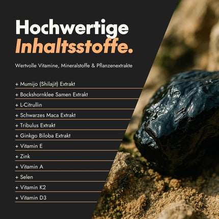 serotalin ACTIVE MEN Maca kapsulas vīriešiem | Fenugreek ar Shilajit, L-citrulīnu, Black Maca un Tribulus | Vegāns un ražots Vācijā | 60 kapsulas
