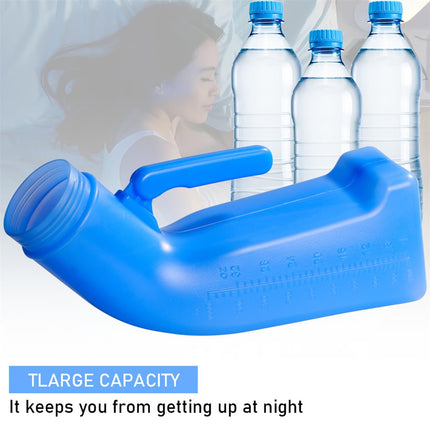Pisuāra pudele, pārnēsājama pisuāra tualete, vīriešu plastmasas urinēšanas pudele, 1 l, pisuāra pudeles ar skrūvējamu vāciņu, mazs podiņš ceļojumu teltij, kempinga ārkārtas situācijām