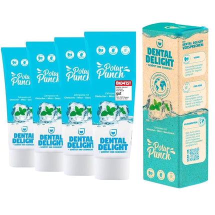 DENTAL DELIGHT Polar Punch zobu pasta (TESTA UZVARĒTĀJS), vegāniskā aromatizētā zobu pasta, zobu pasta (piparmētru, 4 iepakojums)