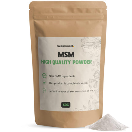 Cupplement MSM pulveris 60 grami bezmaksas mērkarote - MSM uztura bagātinātāji - bez pulvera, 1000 mg, želeja vai tabletes - tīrs - MSM - superēdiens - pretnovecošanās līdzeklis - MSM pulveris - augsta deva - zirgiem
