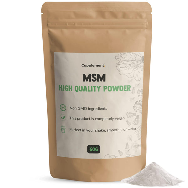 Cupplement MSM pulveris 60 grami bezmaksas mērkarote - MSM uztura bagātinātāji - bez pulvera, 1000 mg, želeja vai tabletes - tīrs - MSM - superēdiens - pretnovecošanās līdzeklis - MSM pulveris - augsta deva - zirgiem
