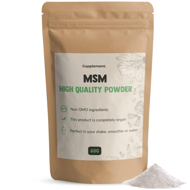 Cupplement MSM pulveris 60 grami bezmaksas mērkarote - MSM uztura bagātinātāji - bez pulvera, 1000 mg, želeja vai tabletes - tīrs - MSM - superēdiens - pretnovecošanās līdzeklis - MSM pulveris - augsta deva - zirgiem
