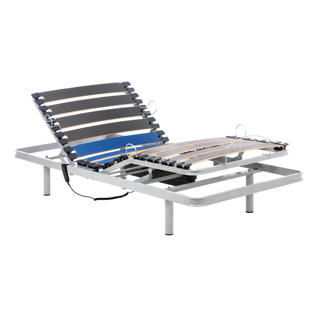 Geriafy - Elektriski regulējams redeļu rāmis Home Silver | 90x200 cm | Pastiprināts un kompakts | Vadu tālvadības pults