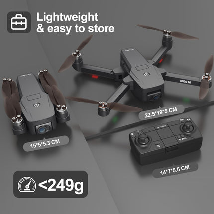 TTROARDS 36 drons ar 4K kameru, GPS bezsuku motoriem, droni ar kameru pieaugušajiem, 5G WiFi pārraide, RC droni, vieda atgriešanās, sekojiet man, lietotnes vadība, svars zem 249 g, C0, ievietojama SD karte