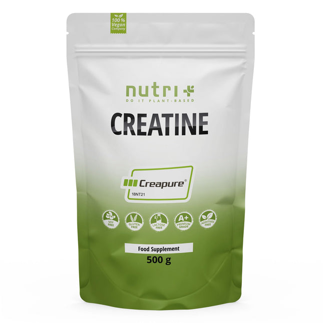 Nutri + Creapure 500g - kreatīna monohidrāta pulveris - 100% tīrs - īpaši smalks kreatīna neitrāls, augsta deva - vegāns kreatīna pulveris no Vācijas