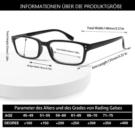 ZOECENT 6 iepakojuma lasāmbrilles vīriešiem, sievietēm, zilas gaismas filtra brilles, atsperes eņģes, datora brilles, melnas lasāmbrilles (6 melnas, 2,75, x)