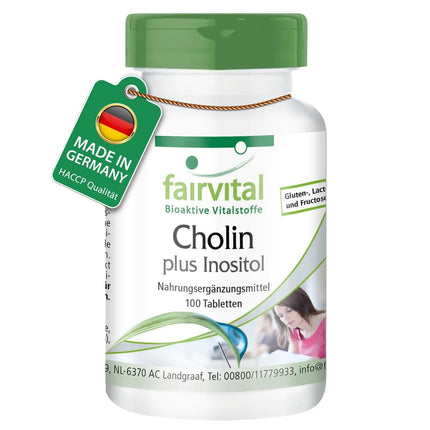 Fairvital | Holīna bitartrāts plus inozitols - 100 tabletes - AUGSTA DEVA - VEGĀNS