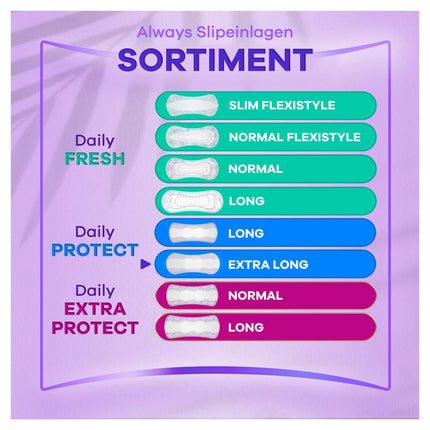 Always Daily Protect sieviešu ikdienas ieliktnīši, īpaši gari (54 ieliktnīši), giga iepakojumā, ar svaigu aromātu, piemēroti visām biksīšu formām, elpojoši, elastīgi
