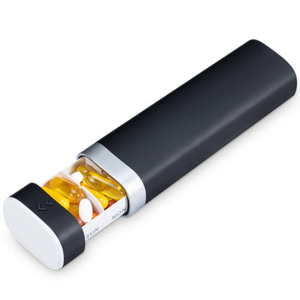 7 dienu tablešu kastīte, Betife BPA nesaturoša ikdienas tablešu kastīte, nedēļas ceļojumu zāļu kastīte, vitamīnu, medikamentu, tablešu kastīte, tablešu organizators lietošanai ceļā (melns)