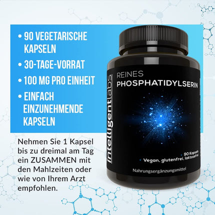 Intelligent Labs fosfatidilserīna uztura bagātinātājs 100 mg, 90 augstas iedarbības kapsulas, 100% bez sojas un alergēniem, tīrs fosfatidilserīns no saulespuķu lecitīna