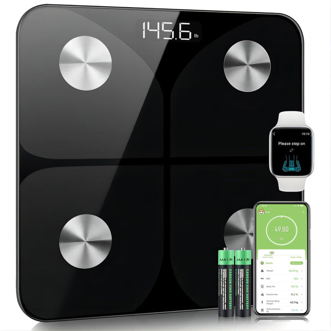 Ķermeņa tauku skala, digitālā skala 2025 ar ķermeņa tauku un muskuļu masas nolasīšanu ar lietotni 180 kg / 400 mārciņas, personīgā Bluetooth ķermeņa skala ķermeņa tauku, ĶMI, svara, ūdens un muskuļu masas noteikšanai